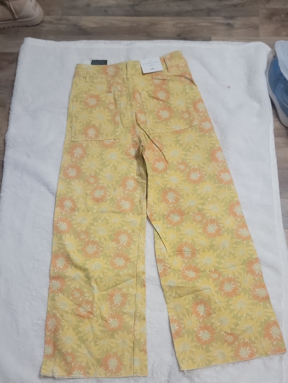 Yellow Floral Wide-Leg Pants Zara